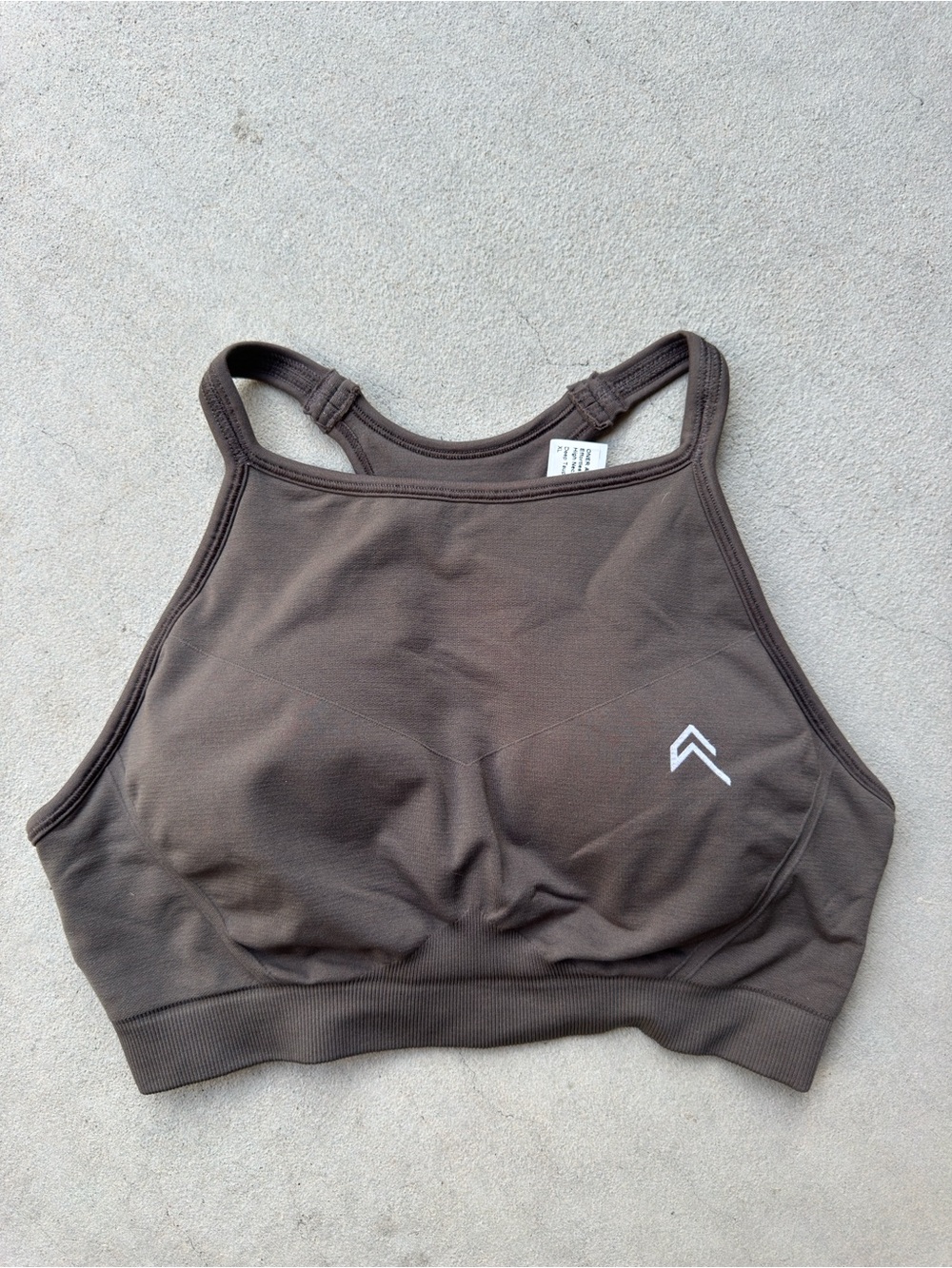 Oner Active High-Neck Sports Bra in Deep Taupe